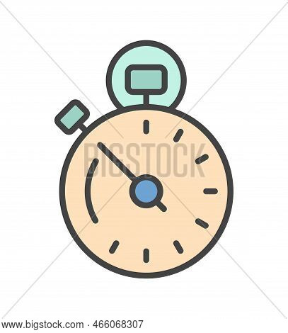 Color Stopwatch Icon. Inventory For Controlling Time In Training, Conducting Cardio Training. Fat Bu