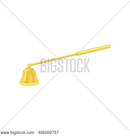 Snuffer For Handmade Candles Vector Illustration. Candle Care Kit Or Golden Accessory Isolated On Wh