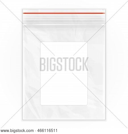 Mockup Blank Flat Poly Clear Bag Empty Plastic Polyethylene Pouch Packaging With Zipper, Ziplock, La