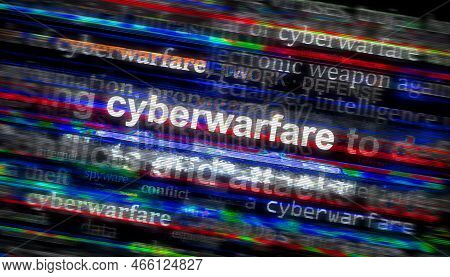 Headline Titles Media With Cyberwarfare 3D Illustration