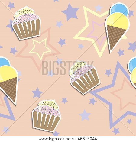 Cute Cupcake annunci gelato Seamless sfondo