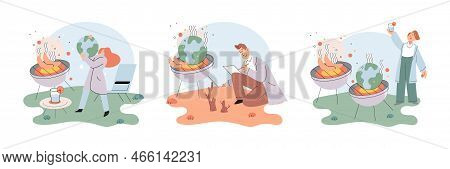 Global Warming. High Temperature And Hot Weather Earth. Climate Change Concept. Hot Melt Planet Eart