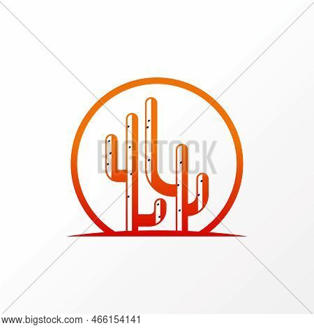 Simple And Unique 2 Cactus 3d Inside Circle Line Image Graphic Icon Logo Design Abstract Concept Vec