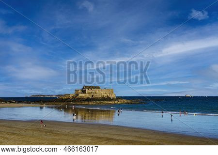 View Of The Beach Du Sillon On A Sunny Summer Day With The National Fort In The Background In The Me