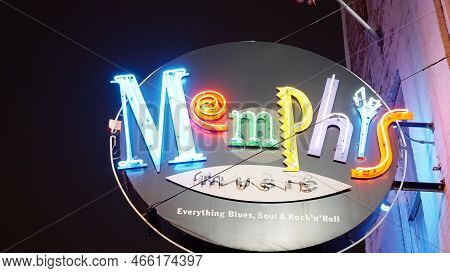 Beale Street In Memphis - The Home Of Blues And Rock Music And A Legendary Place - Memphis, Tennesse