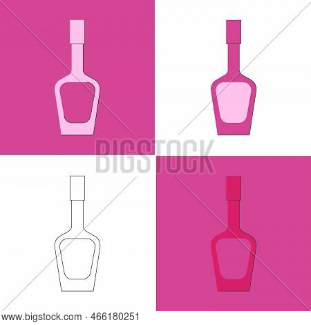 Bottle Of Liquor, Great Design For Any Purposes. Flat Style. Color Form. Party Drink Concept. Icon B