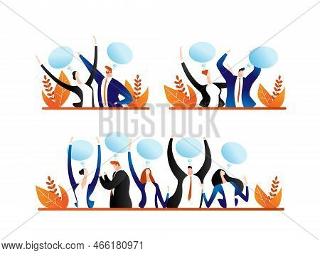 People Communication, Person Group With Speech Bubble Vector Illustration. Man Woman Character Talk,