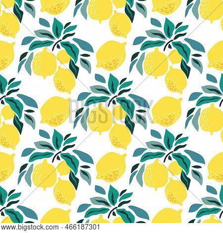 Beautiful  Seamless Pattern  With Lemon  Fruit For Modern Trendy Summer Design Creative Scandinavian