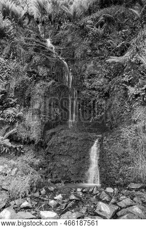 Long Exposure Of The Hollowbrook Waterfall On The South West Coastpath From Woody Bay To Heddons Mou