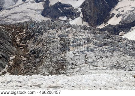 Bezengi Glacier And The Glacial Landscape. Main Caucasian Range.