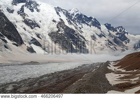 Bezengi Glacier And The Glacial Landscape. Main Caucasian Range.