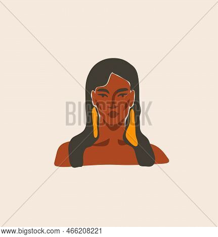 Hand Drawn Vector Abstract Stock Flat Graphic Contemporary Modern Art, Aesthetic Fashion Illustratio
