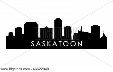 Saskatoon Skyline Silhouette. Black Saskatoon City Design Isolated On White Background.