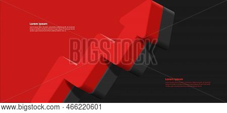 Red And Black Background With 3d Render Volume Arrow Dividing The Screen In Two Sides, Business Bann