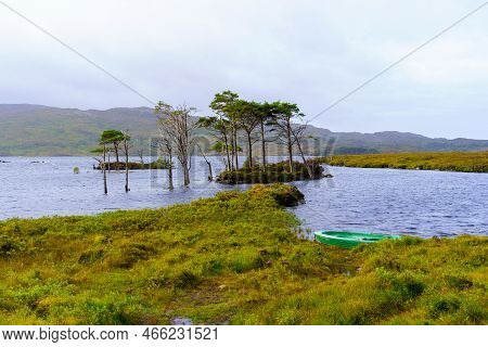View Of Loch Assynt Landscape, In The Highlands, Scotland, Uk