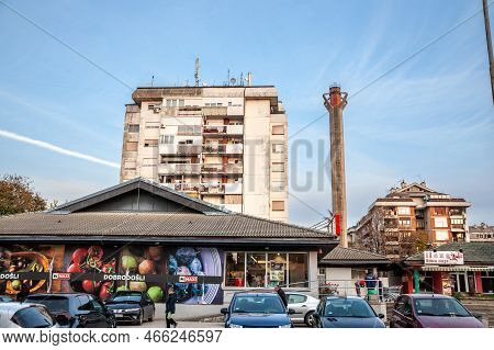 Belgrade, Serbia - November 14, 2021: Selective Blur On A Serbian Supermarket, Maxi, Part Of Delhaiz