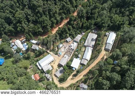 High Angle View Of A Northern Rural Village In The Valley Ban Thung Ton Ngio,  Mae Tuen, Omkoi Distr