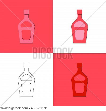 Bottle Of Cream, Great Design For Any Purposes. Flat Style. Color Form. Party Drink Concept. Icon Bo