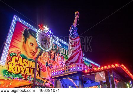 Neckargemuend, Germany: November 7, 2022: Detail Of A Ride At A Small Local Fair In Southern Germany