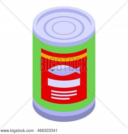 Fish Tin Can Icon Isometric Vector. Ocean Herring. Marine Cuisine