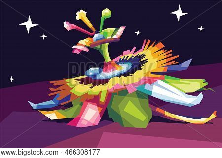 Flower Colorfull Wpap Popart Design Illustration Vector Artwork