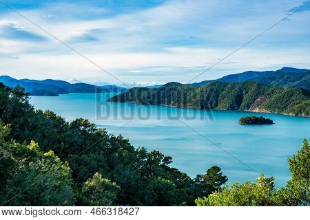 Looking Across At The Bays And Lush Coastline In The Beautiful' Nature Of The Ocean In The Sounds