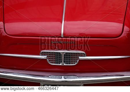 Bordeaux , Aquitaine  France - 11 12 2022 : Autobianchi Bianchina Red Car With Italian Logo Brand An