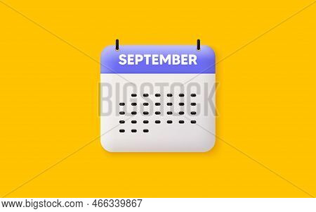 Calendar Date 3d Icon. September Month Icon. Event Schedule Sep Date. Meeting Appointment Planner. A