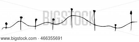 Doodle Style Illustration With Hairpins And Wavy Line. Schematic Graph Of Sales. A Growing And Falli