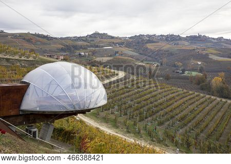 Alba (cn), Italy - November 19, 2022: The Ceretto Winery Hill, Alba, Cuneo, Piedmont, Italy.