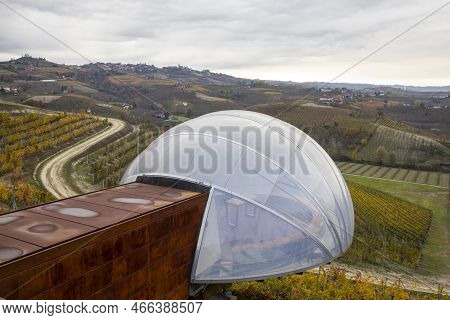 Alba (cn), Italy - November 19, 2022: The Ceretto Winery Hill, Alba, Cuneo, Piedmont, Italy.