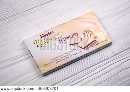 Kharkiv, Ukraine - November 3, 2021: Schmerlings Rosemarie Harmony White Chocolate - Premium Swiss W