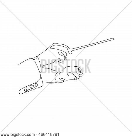 Hands With A Conductors Baton. Conductor Directing Classic Instrumental Symphony Orchestra. Classica