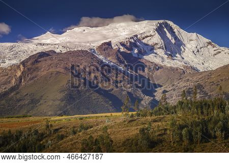 Huascaran Mountain Massif In Cordillera Blanca, Snowcapped Andes, Ancash, Peru