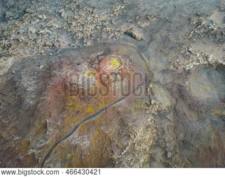 Remote Volcanic Lands In Inland Iceland, Drone Aerial Shot
