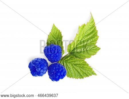 Fresh Tasty Blue Raspberries Isolated On White