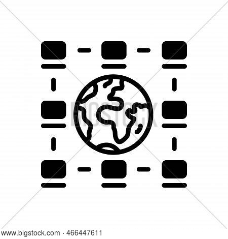 Black Solid Icon For Networking Network Digital Global Computer Connection Internet Link Technology 