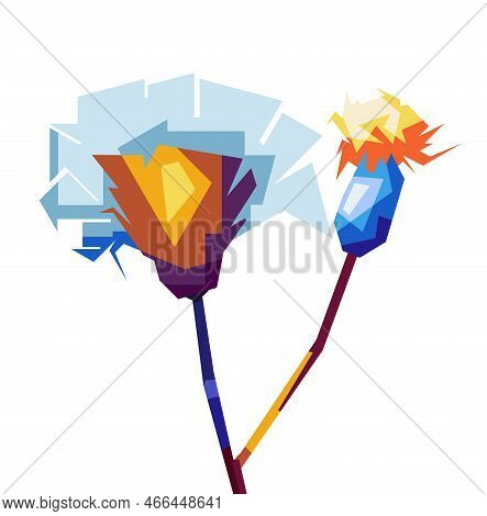 Flowers In The Meadow Design Cartoon Wpap Popart Artwork Illustration With Cool Color
