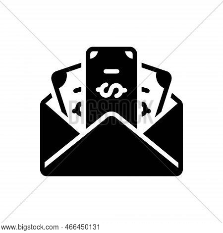 Black Solid Icon For Salaries Money Earnings Fee Income Pay Payroll Stipend Wage Emolument