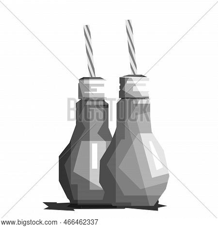 Two Cool Neon Lights Design Wpap Popart Vector Illustration With Cool Colors, Neatly Isolated, Perfe