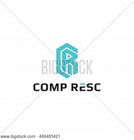 Abstract Initial Letter Cr Or Rc Logo In Blue Color Isolated In White Background Applied For Cyber S
