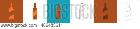 Bottle Of Brandy, Great Design For Any Purposes. Flat Style. Party Drink Concept. Color Icon Bottle.