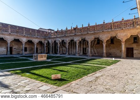 Salamanca, Spain - January 14, 2022: The University Of Salamanca. The Oldest University In Spain. Pl