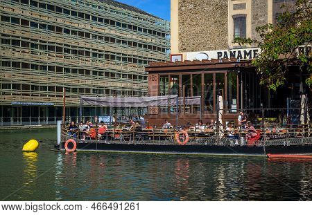 Paris, France, Oct 2022, View Of The Paname Brewing Company, A Brewery, And Restaurant By The Bassin