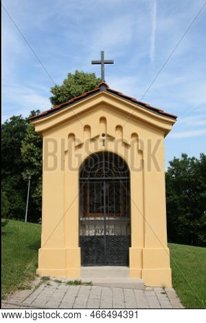 Calvary In Nitra City With Zobor Hill, Slovak Republic. Religious Place. Cultural Heritage.