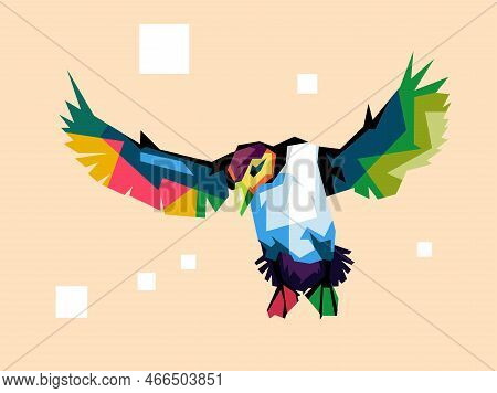 Design Illustration Of A Flying Penguin Bird Cartoon Wpap Popart Artwork Illustration With Cool Colo