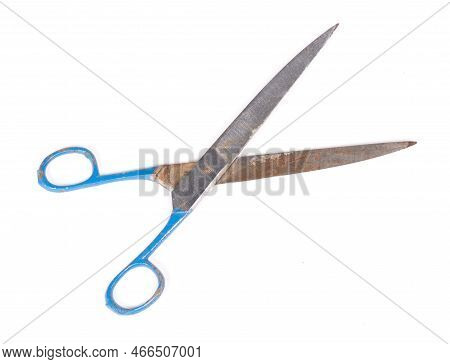 Rusty Old Scisors Isolated On A White Background