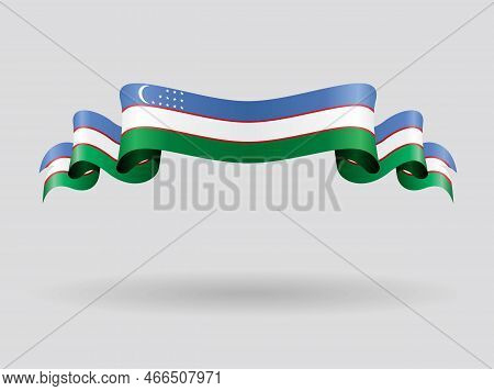 Uzbekistani Flag Wavy Abstract Background. Vector Illustration.