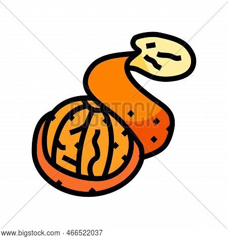 Peel Mandarin Orange  Color Icon Vector. Peel Mandarin Orange  Sign. Isolated Symbol Illustration