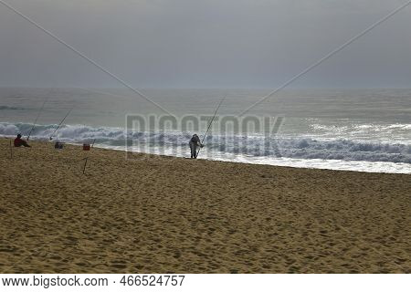 Comporta, Grandola, Portugal- October 28, 2022: Wooden Walkway To Comporta Beach In The Morning On A